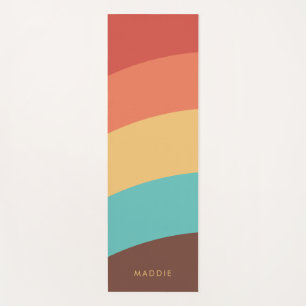Retro Stripes Custom Name Yoga Mat