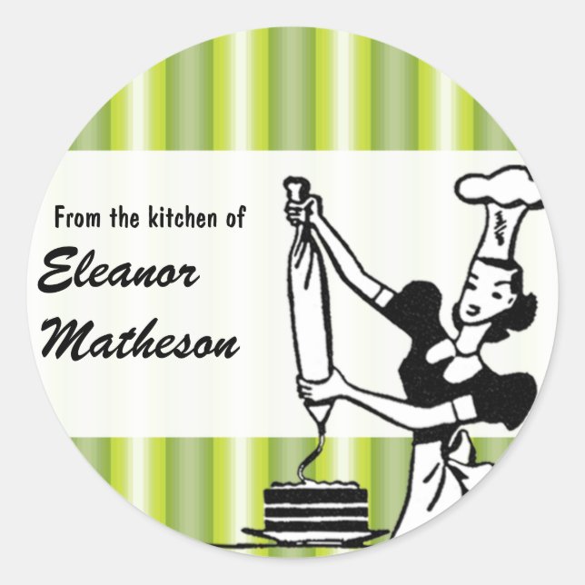 Retro Stripes "From the Kitchen" sticker (Front)