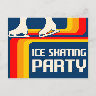 rétro stripes glace patinage invitation
