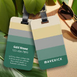 Retro Stripes Green Grey Simple Sans Serif Name Luggage Tag<br><div class="desc">Rugby Stripes - A preppy pattern with bold stripes and a name. If your art still needs to be adjusted,  click on the Customize This button. This will take you to a design area where you can move things around and even change colours!</div>