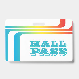 retro stripes hall pass for teachers lanyard badge