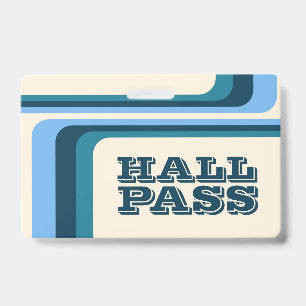 retro stripes hall pass for teachers lanyard badge