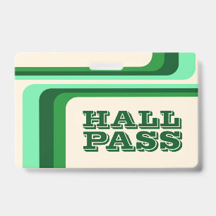 retro stripes hall pass for teachers lanyard badge