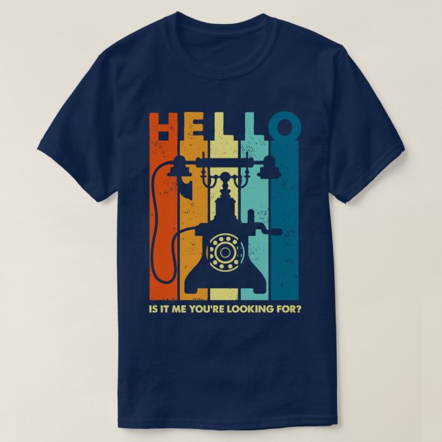 Retro Stripes Hello Telephone T-Shirt (Design Front)