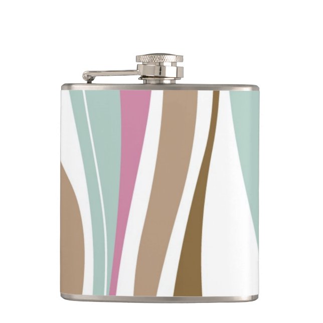 Retro Stripes Hip Flask (Front)