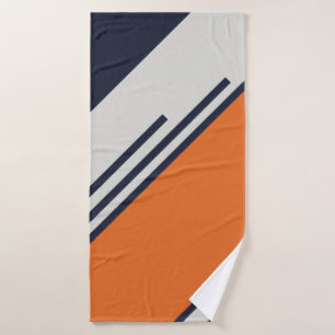 Retro Stripes in  Blue Orange Bath Towel Set