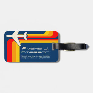 retro stripes luggage tag