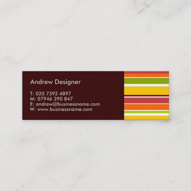 Retro Stripes Mini Business Card (Front)