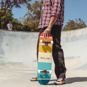 Retro Stripes Monogram Skateboard