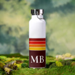 Retro Stripes Monogram Water Bottle<br><div class="desc">Retro Stripes Monogram Water Bottle Create your own personalized bottle with custom name initials</div>