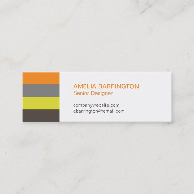 Retro stripes orange creative professional small mini business card (Front)