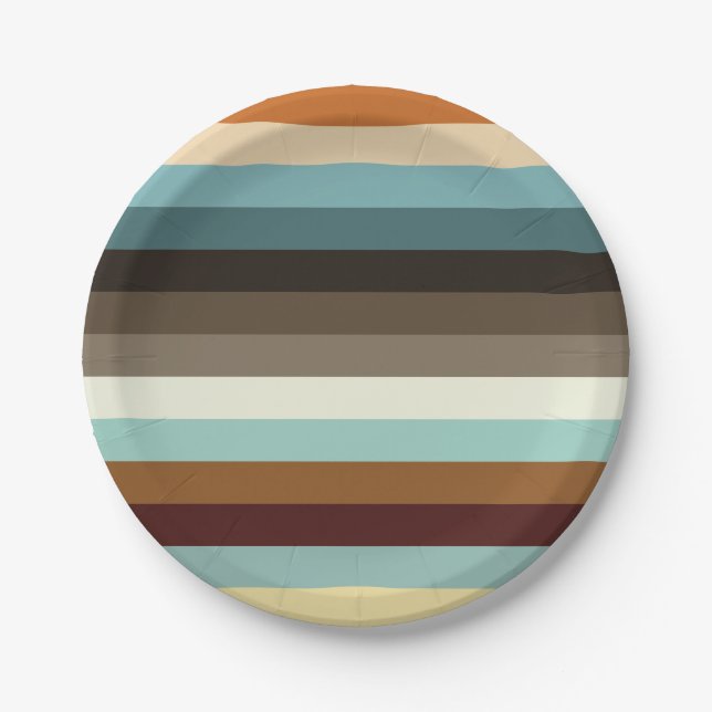 Retro Stripes Paper Plate (Front)