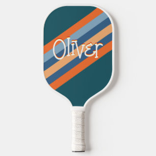 Retro Stripes Pattern Personalized Name Pickleball Paddle