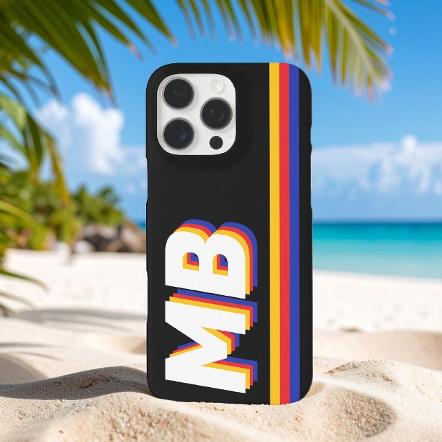 Retro Stripes Personalized Initial Monogram Case-Mate iPhone Case (Creator Uploaded)
