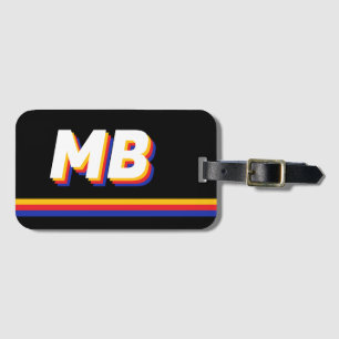 Retro Stripes Personalized Initial Monogram Luggage Tag
