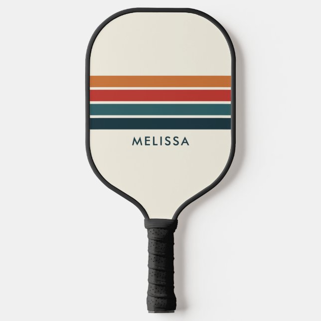 Retro Stripes Personalized Name  Pickleball Paddle (Front)