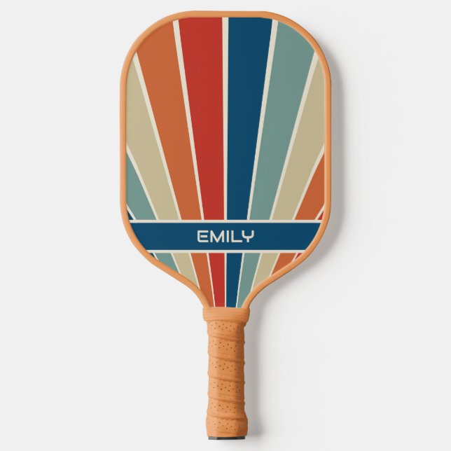 Retro Stripes Personalized Name Pickleball Paddle (Front)
