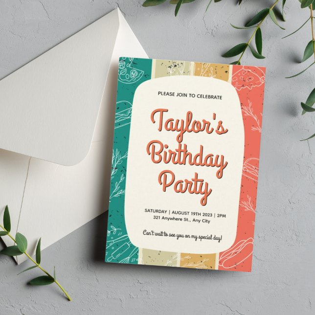 Retro Stripes Picnic Birthday Invitation (Creator Uploaded)