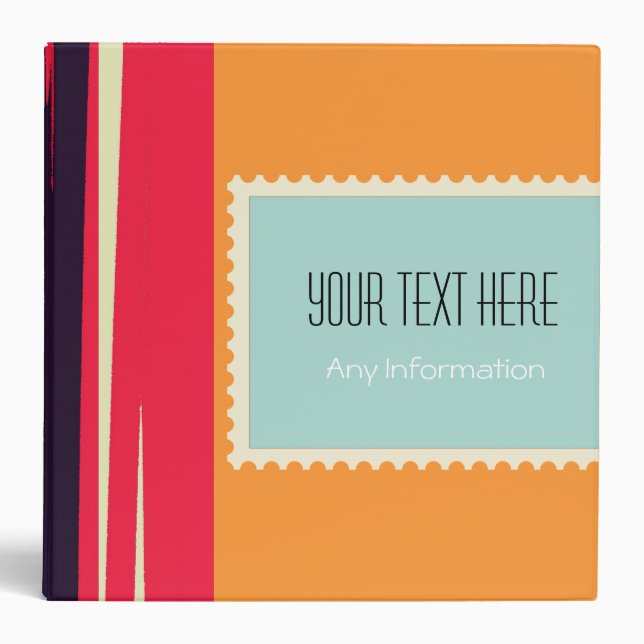 Retro Stripes. Plain Orange Background Binder (Front)