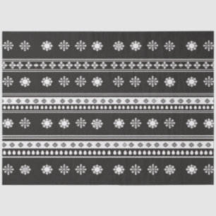 Retro Stripes Snowflakes Black and White Christmas Tissue Paper