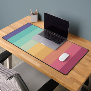 Retro Stripes Stylish Lines Striped 70s 80s Design Desk Mat