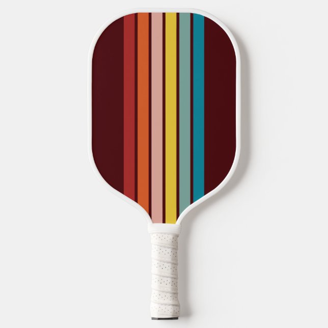 Retro Stripes Stylish Lines Striped 70s 80s Design Pickleball Paddle (Front)