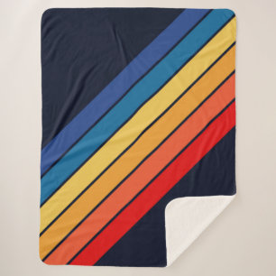 Retro Stripes Stylish Lines Striped 70s 80s Design Sherpa Blanket