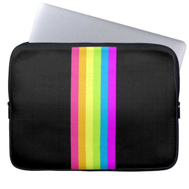 Retro Stripes Tablet Case (Black & Neon Multi) (Front)