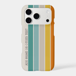 Retro stripes teal orange gold with side text name