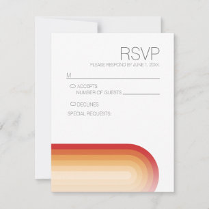 Retro Stripes - Terra Cotta Sunset Modern Wedding RSVP Card