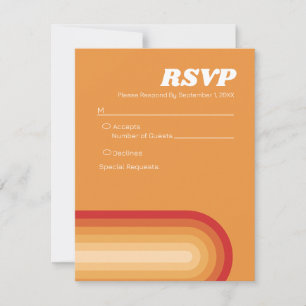 Retro Stripes - Terra Cotta Sunset Modern Wedding RSVP Card