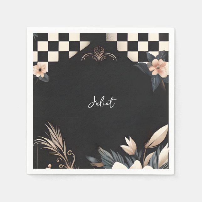 Retro Studio Creative Illustrated Bridal Shower Napkin (Front)