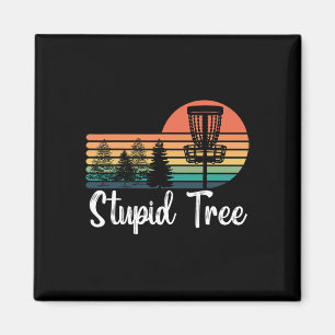 Retro Stupid Tree Disc Golf Players Funny Frisbee Magnet
