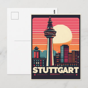 Retro Stuttgart TV Tower Fernsehturm german gift Postcard