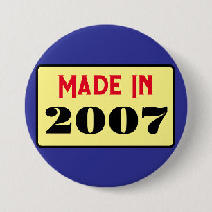 Retro style 18th birthday badge 2007 3 inch round button