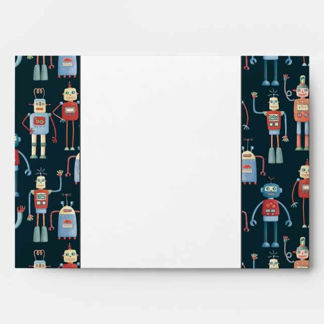 Retro Style 1950s Vintage Robots Envelope (Front)