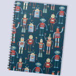 Retro Style 1950s Vintage Robots Notebook<br><div class="desc">Cute and helpful looking retro 1950s style robots.  Grandad probably made these in his shed.  Artificial Intelligence,  but not in a scary way.</div>