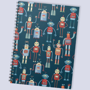 Retro Style 1950s Vintage Robots Notebook