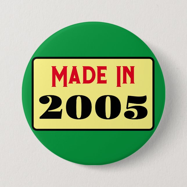 Retro style 21st birthday badge 2005 3 inch round button (Front)