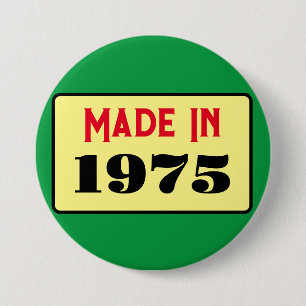 Retro style 50th birthday badge 1975 3 inch round button