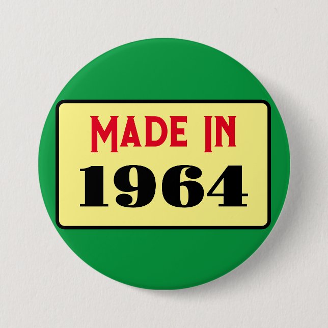 Retro style 60th birthday badge 1964 3 inch round button (Front)