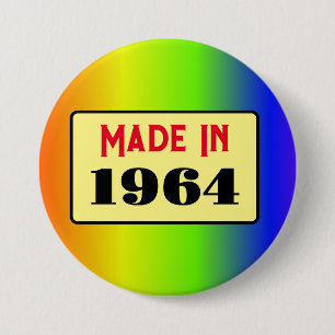 Retro style 60th birthday badge 1964 3 inch round button