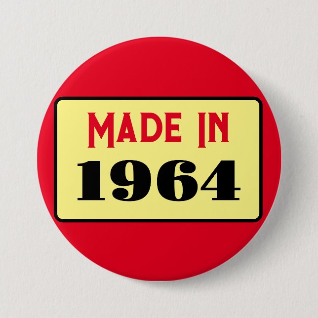 Retro style 60th birthday badge 1964 3 inch round button (Front)