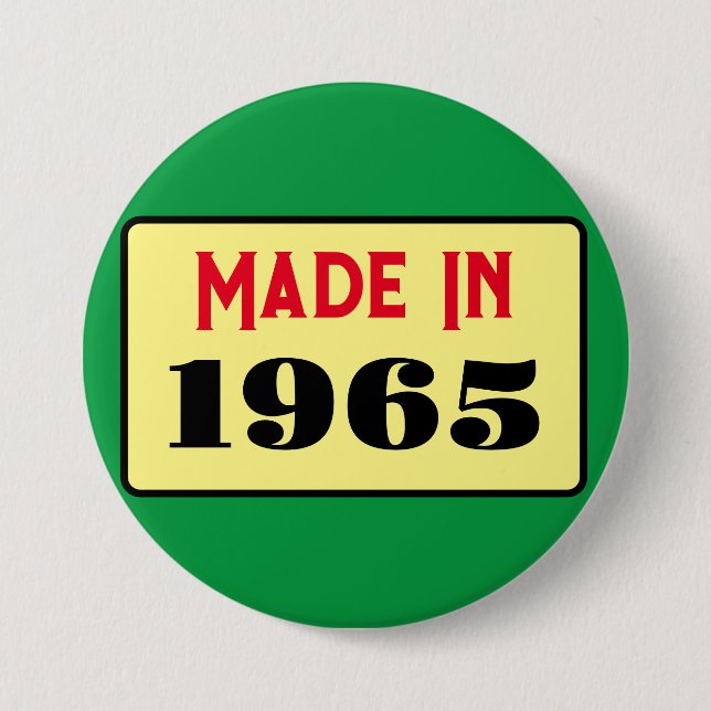 Retro style 60th birthday badge 1965 3 inch round button (Front)