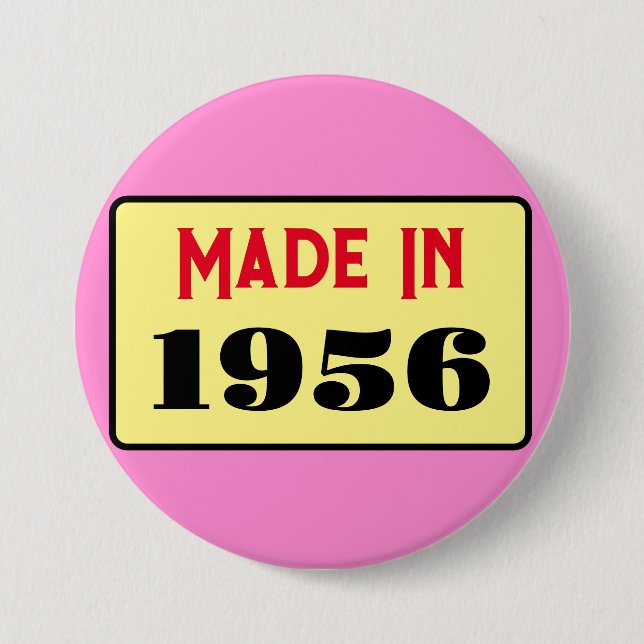 Retro style 70th birthday badge 1956 3 inch round button (Front)