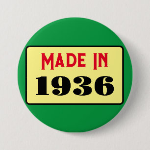 Retro style 90th birthday badge 1936 3 inch round button