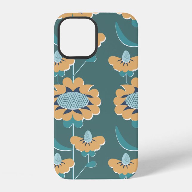 retro style abstract floral seamless pattern. flow iPhone case (Back)