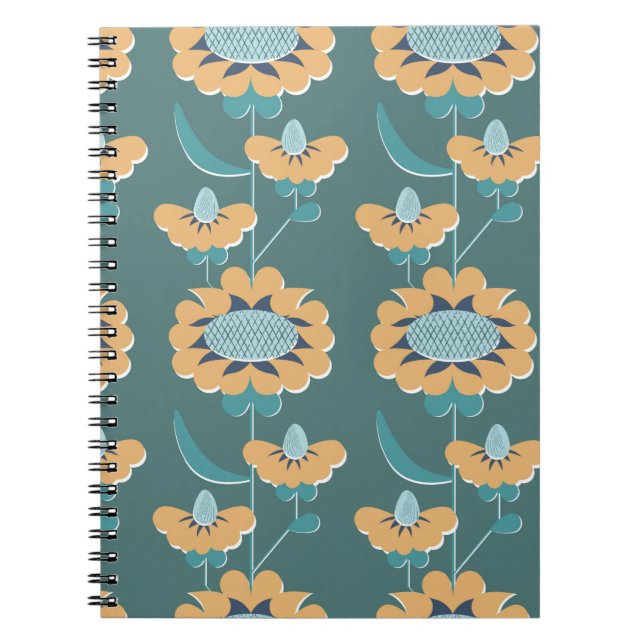 retro style abstract floral seamless pattern. flow notebook (Front)