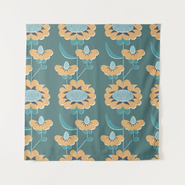 retro style abstract floral seamless pattern. flow tapestry (Front)