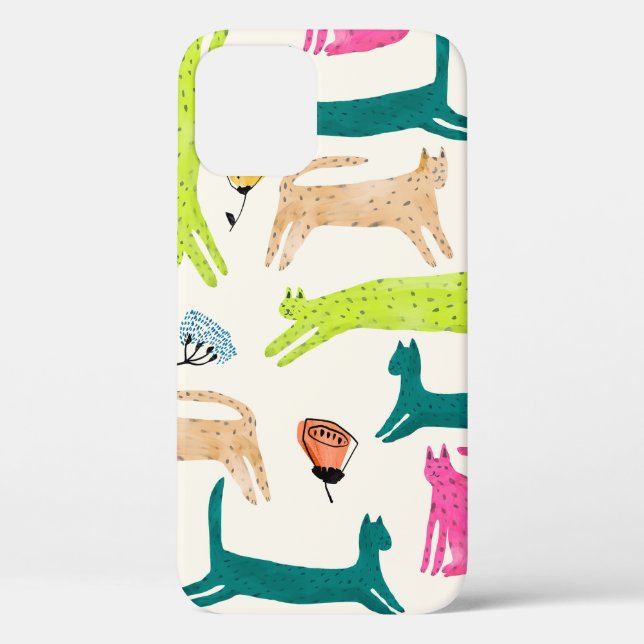 Retro style abstract flower and cat illustration s Case-Mate iPhone case (Back)